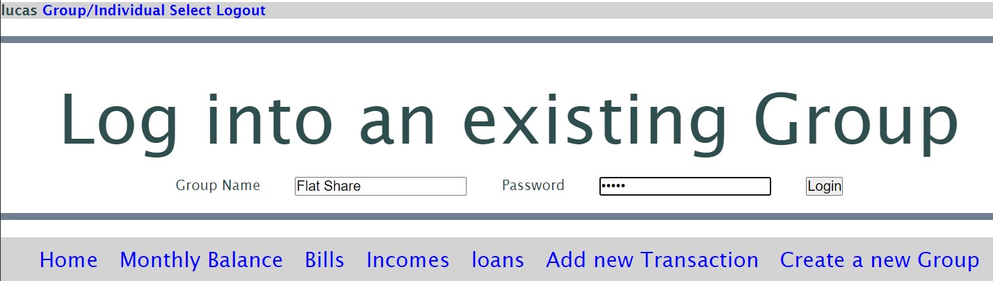 Budget App Group Login Screen