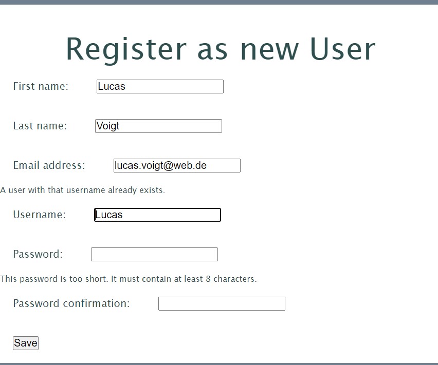 Budget App Registration Screen