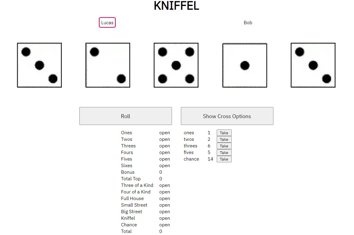 Kniffel JavaScript Web Application